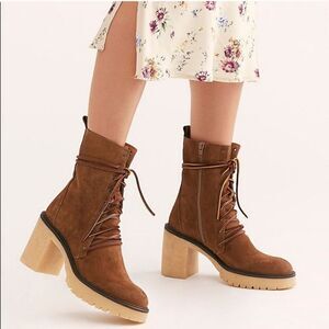 Free People Dylan Lace-Up Suede Leather Women's Boots